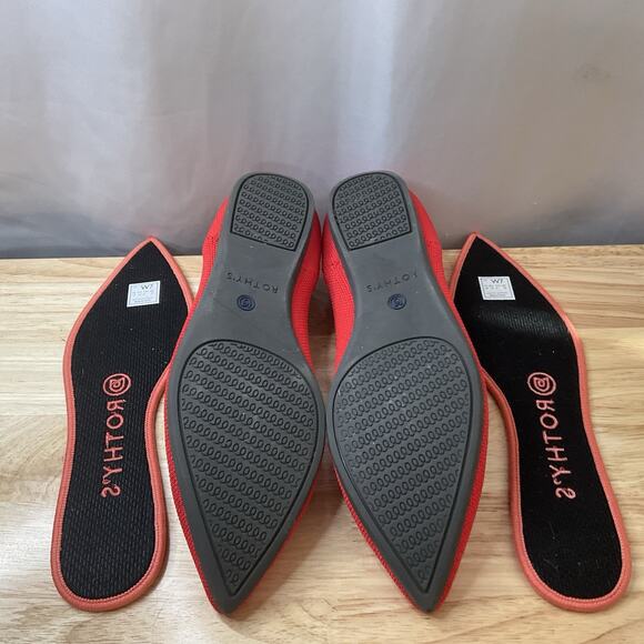 Rothy's "The Point" Pointed Toe Red Slip On Flats Shoes Women’s 7.5 Pre Owned - Picture 6 of 11